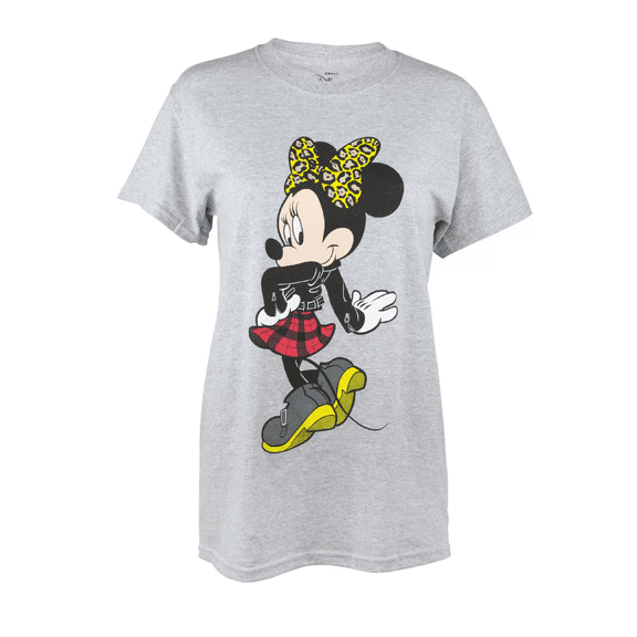 Disney Minnie Mouse Women's Grey Short Sleeve Graphic T-Shirt, Small