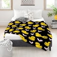 thumbnail image 5 of Cute Cartoon Yellow Duck Heart Blanket Gifts for Boys Girls, Cartoon Duck Throw Blanket for Cute Animal Lovers Soft Lightweight Flannel Fleece Pink Heart Bedding for Adults Bed Couch Chair 80x60In, 5 of 6