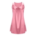 thumbnail image 5 of Women Square Neck Silk Satin Sleeveless Dress With Pockets Pink XL, 5 of 6
