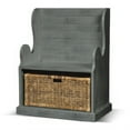 thumbnail image 2 of Eulie Hall Foyer Bench Seat w Rattan Basket, Rustic Blue Mahogany Wood, 2 of 6