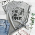 thumbnail image 2 of Hike Camp Repeat T-shirt, Unisex Women's Men's Shirt, Hike Shirt, Hiking Shirt, Camping Shirt, Camper Shirt, Heather Gray, 3X-Large, 2 of 6