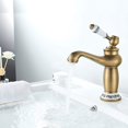 thumbnail image 2 of SAILING Grifo de baño retro, grifo de lavabo con mango de cerámica, grifo monomando para lavabo, grifo de baño de agua fría y caliente, latón, 2 of 5