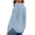 thumbnail image 5 of UVN Blouses for Women V Neck Long Sleeve Shirts Dressy Casual Ruffle Chiffon Tops, 5 of 10