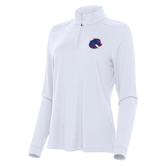 Women's Antigua White Boise State Broncos Intent Quarter-Zip Top