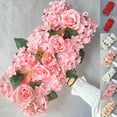 thumbnail image 2 of HEVIRGO 1PC Artificial Flower with Green Leaves Realistic Artificial Rose Flower Row T Stage Decor Wall Arrangement Supplies,F, 2 of 8