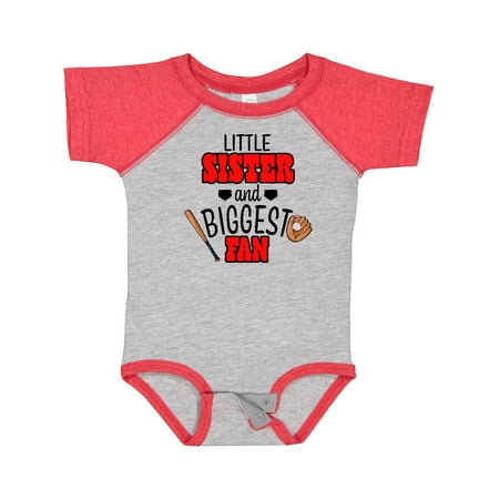 

Inktastic Little Sister and Biggest Fan Baseball Glove and Bat Gift Baby Girl Bodysuit