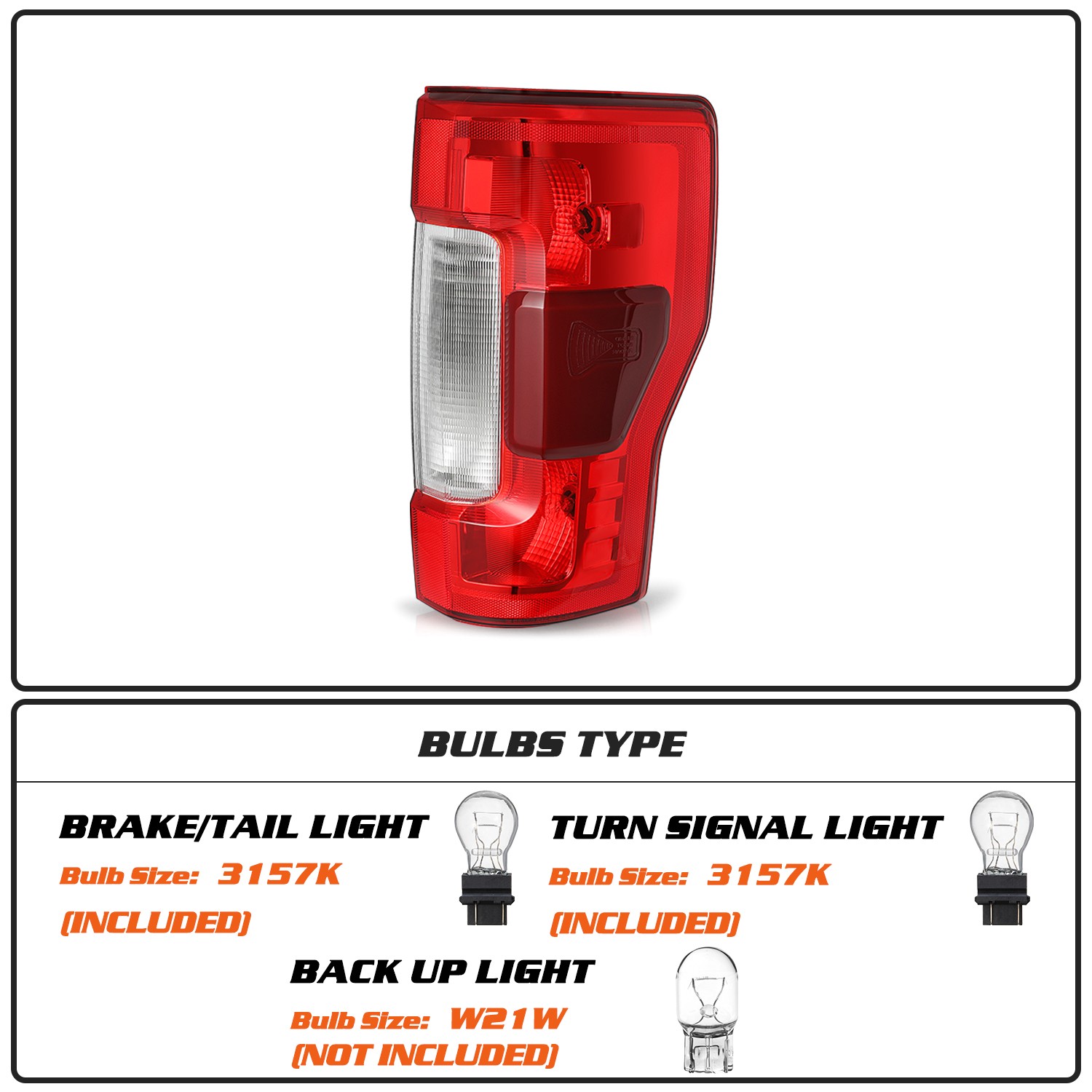 For 2017-2019 Ford F250 SuperDuty Halogen w/Blind Spot BSD Tail Light Passenger