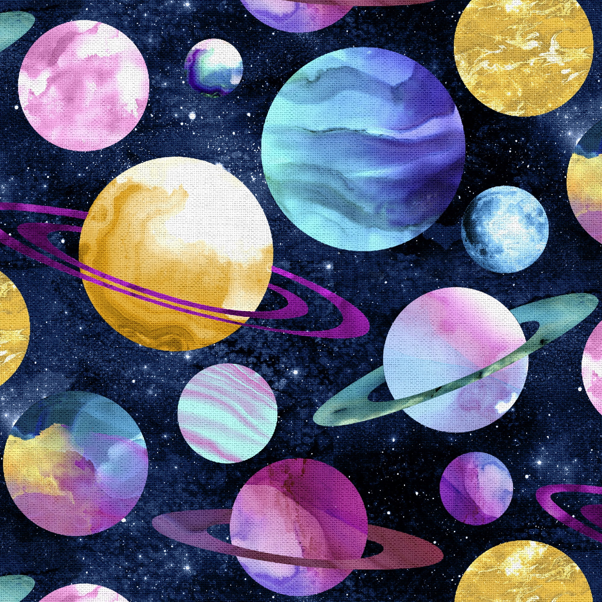 Fabric Editions 36" x 42" Cotton Planets 1 Yard Precut Sewing & Craft Fabric, Navy 3 Pieces