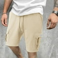 thumbnail image 4 of cocolona Mens Summer Sweat Cargo Shorts Elastic Waist Drawstring Multipocket Work Shorts Outdoor Hiking Shorts, 4 of 5