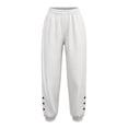 thumbnail image 7 of ZHYou No Boundarie Womens Fleece Sweatpants Side Button Cuffed Leg Elastic High Waist Thick Casual Pants with Pockets,White,Size S, 7 of 7