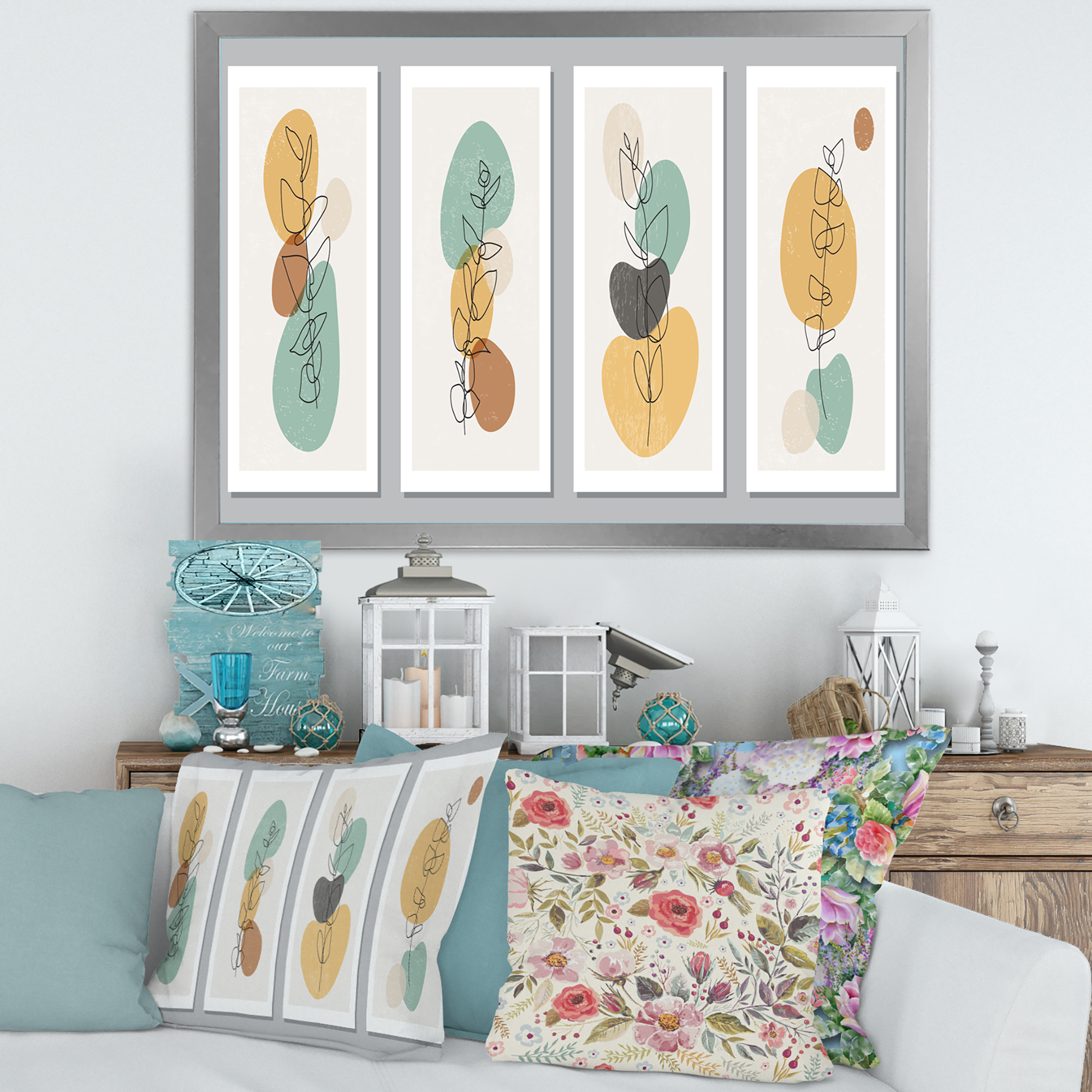 Designart 'Compostion Minimalistic of Organic Shapes III' Modern Framed Art Print