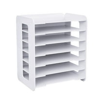 34*25*39cm 7 Tiers White Office Desk Desktop Organizers Accessories Letter Tray Paper Sorter Holder File Document Rack Shelf