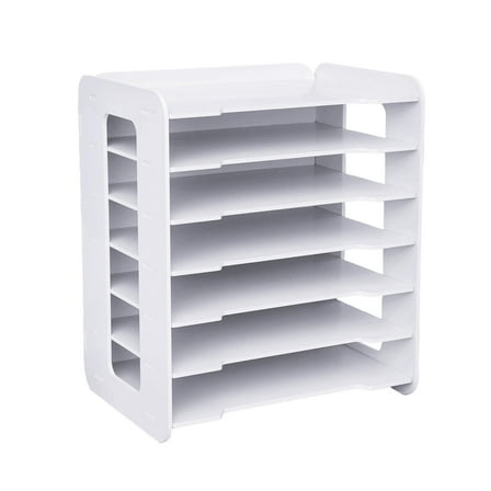 34*25*39cm 7 Tiers White Office Desk Desktop Organizers Accessories Letter Tray Paper Sorter Holder File Document Rack Shelf