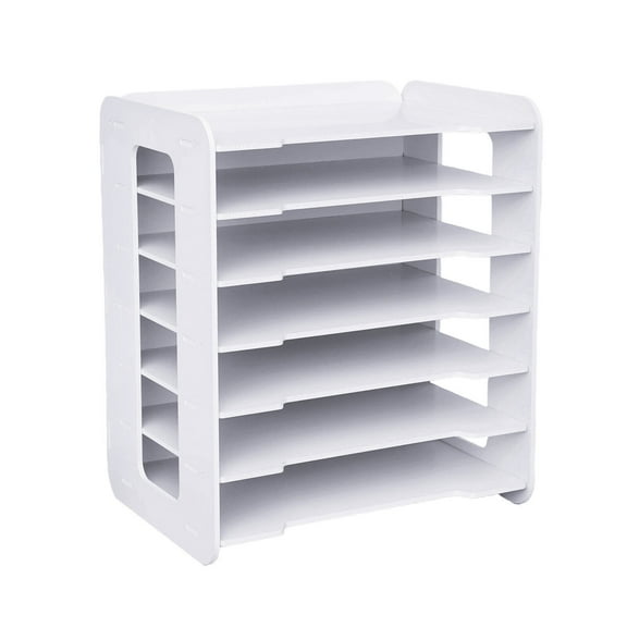 34*25*39cm 7 Tiers White Office Desk Desktop Organizers Accessories Letter Tray Paper Sorter Holder File Document Rack Shelf