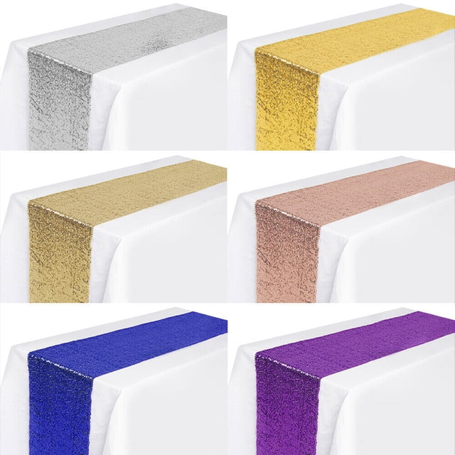 Caminos de mesa de 30 x 274 cm con purpurina dorada. Suministros para fiestas, decoraciones de tela para Navidad, regalos, bodas y cumpleaños.