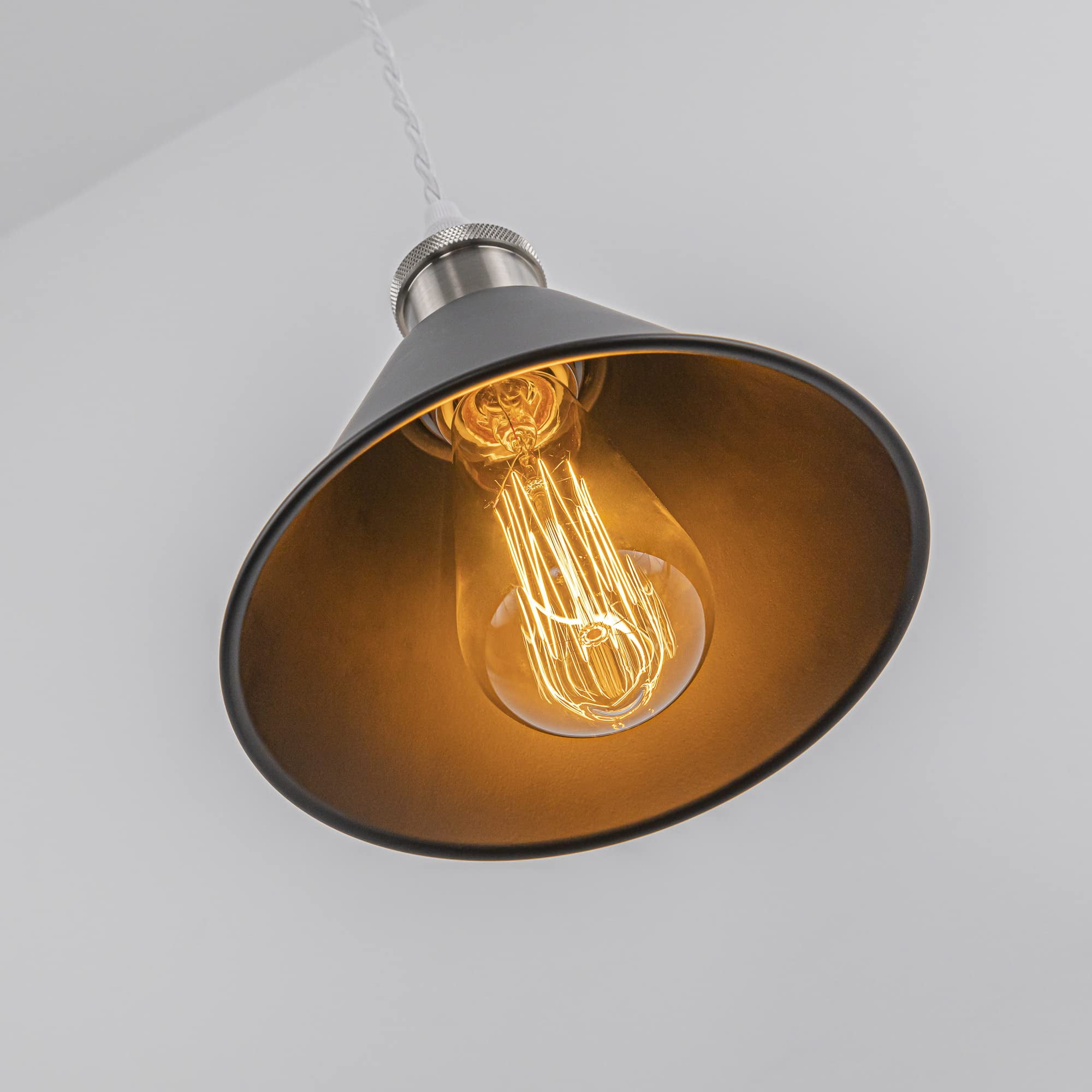 KAYYELAMP Plug in Cable Track Rail with Adjustable Cord Black Track Lighting Fixture Bright Nickel E26 Base H-Type Vintage Design for Kitchen Loft(No Bulb)