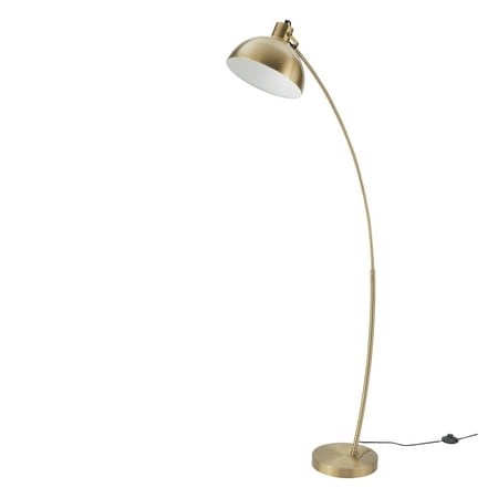 Archiology Wave Floor Lamp, Standing Steel Arc Lamp for Living Rooms Bedrooms, Bright Reading Downlight with Antique Brass