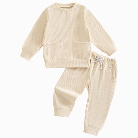 TOWED22 Toddler Baby Boy Clothing Sets Solid Color Long Sleeve Tops and Pants Kids 2pcs Outfits(Blazer,7-8 Y)