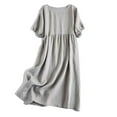 thumbnail image 2 of SMihono Women's Boho Summer Crewneck Solid Color Midi Tshirt Dress Casual Loose Short Sleeve Beach Dresses with Pockets Gray M, 2 of 6