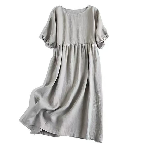 Sentmoon Bridal Shower Dresses for Guest Summer Formal Dresses for Women Crew Neck Short Sleeve Work Breathable Plus Size Cocktail Dress Vacation for Moms Daily and Casual Gray XL