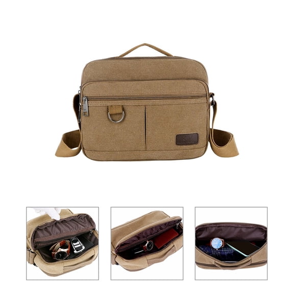 GETAJGHSD Men's Canvas Shoulder Bag 1 Set, Rectangular Shape, Secure Carry for Electronics and Personal Items, 10.2 x 8.7 x 3.9 inches