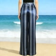 thumbnail image 5 of Pants Womens Wide Leg Lounge Pants Elastic High Waisted Striped Palazzo Pants Flowy Casual Beach Travel Trousers Dress Pants Women, 5 of 5