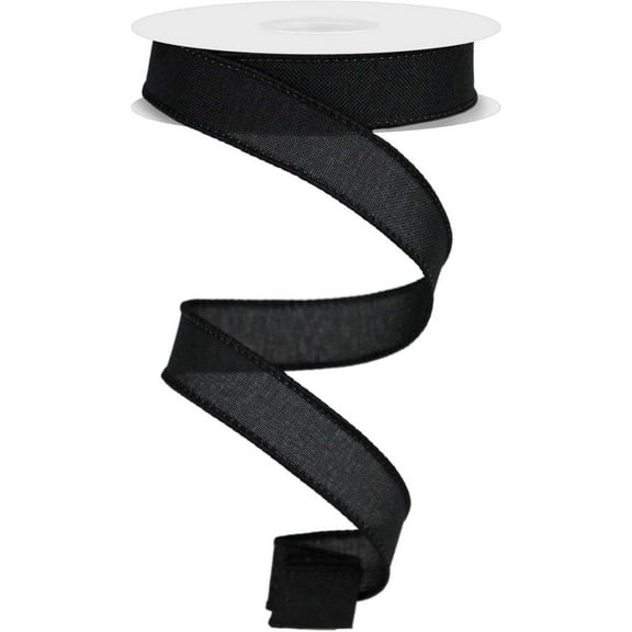 Craig Bachman Floral 7/8" Royal Canvas Wired Ribbon, Black, 10 Yards