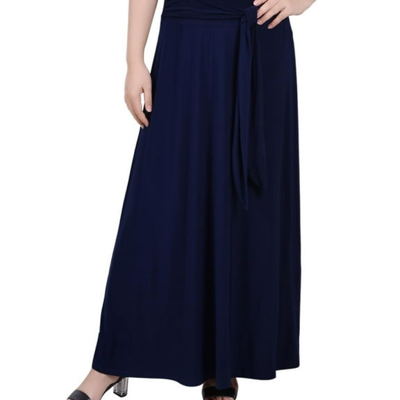 NY Collection Womens Jersey Stretch Tie Waist Maxi Skirt, Blue, Petite, PM