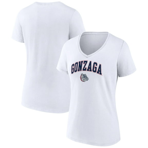 Women's White Gonzaga Bulldogs Campus V-Neck T-Shirt