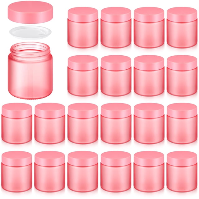 Frascos de vidrio Norme de 4 oz/120 ml con tapas redondas a prueba de fugas, rosas (24 unidades)