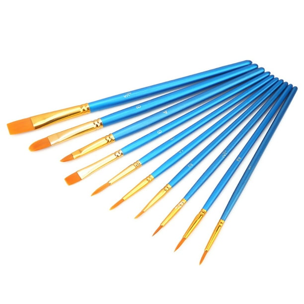 Juego de 10 pinceles de nailon para pintar con el pelo para niños, kit de pinceles de acuarela para manualidades y arte