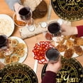thumbnail image 6 of New Year's Eve Party Supplies Disposable Oval Paper Plates Black Gold Holiday Dinnerware Set for Celebration Table Decorations, 6 of 6