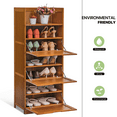 thumbnail image 5 of Magshion Bamboo 7 Tiers 18 Pairs Shoes Cabinet with Door, Storage Shelf, Brown, for Entryway, 5 of 10
