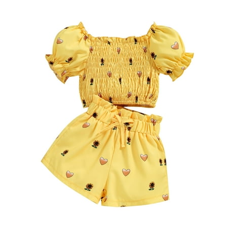 

Qufokar Infant Winter Sets for Girls Premature Girl Clothes Toddler Girls Short Sleeve Heart Printed Tops Shorts Outfits