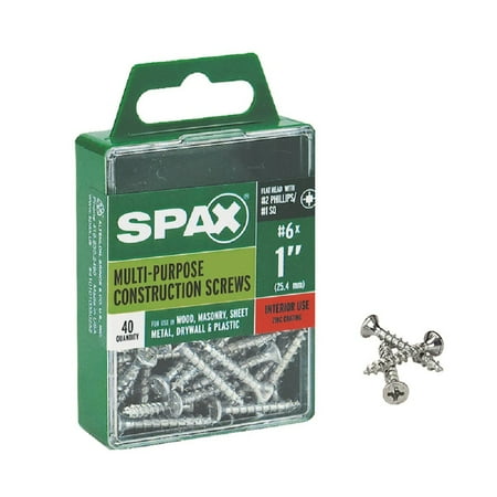 

Spax Spax 4101010350252 Flat Head Multi-Purpose Screws #6 Box of 40