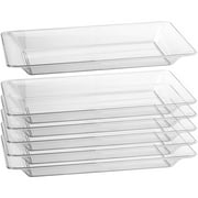 Exquisite Disposable Serving Trays - 10.5 x 8.5 Clear Plastic Platters - 6 Pack