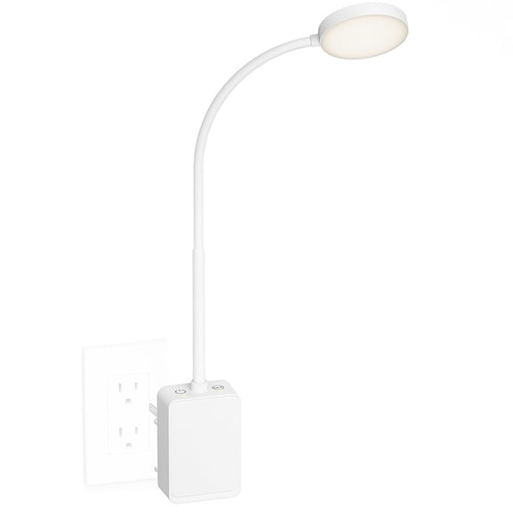 Plug in LED Wall Lamps, White Flexible Dimmable Wall Reading Light with Plug for Bedroom Kitchen Living Room, Dual Touch Switch, 3 Color Temperatures, Wide Lighting Angle