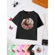 thumbnail image 3 of Girls' Summer Short Sleeve T-Shirt, Creative Double Horse Print, Casual Crew Neck, Polyester Knit Top with Slight Stretch, Animal Pattern, Outdoor Running Style, Regular Fit, 230g Fabric Weight, 3 of 4