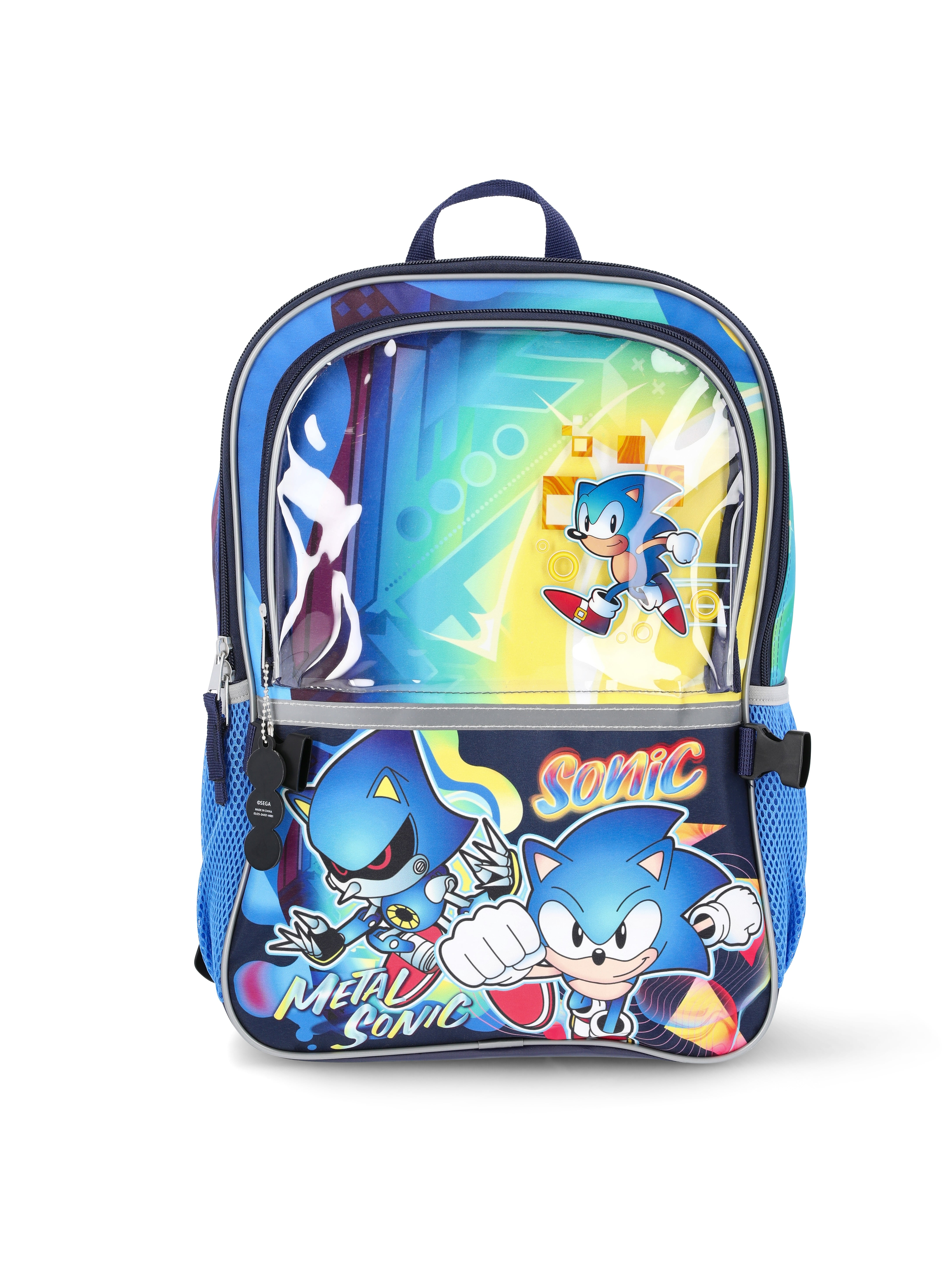 SEGA Sonic The Hedgehog 17" Backpack, Lunch Box, and Headphones Set, 3-Piece, Blue