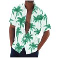 thumbnail image 2 of Blusa y camisa de manga corta con cuello vuelto Camisa casual para hombre Camisa de bolos vintage de manga corta Camisas de verano de playa cubana Camisa con botones Blusa para hombre Poliéster, 2 of 5
