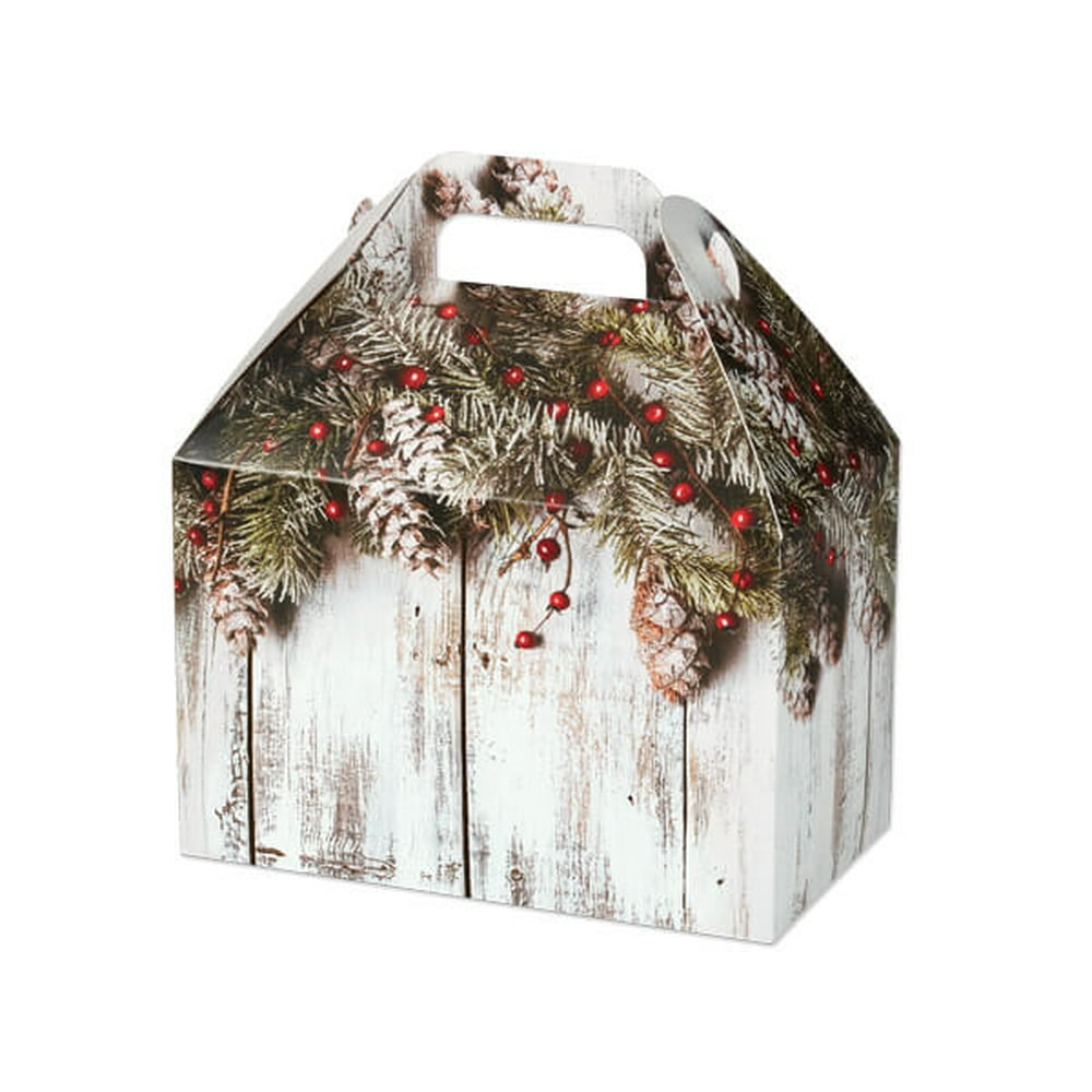 6 PK, Rustic Berries Gable Boxes 81/2 x 43/4 x 51/2" For Christmas & Holiday Decor Walmart