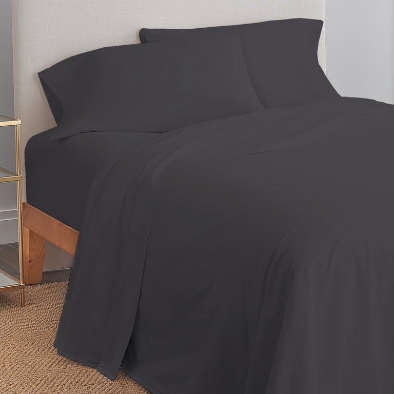 100% Cotton Sateen Queen Sheet Set, 4-Piece, Dark Gray photo 3