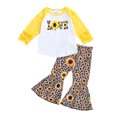 thumbnail image 1 of Gupgi Hauts à Manches Longues Patchwork pour Bébé Fille + Pantalons Imprimé Léopard Tournesol, 1 of 4