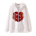 thumbnail image 3 of Sudadera con capucha y cremallera para hombre y mujer, chaqueta gótica de hip hop oscuro Harajuku Y2k con estampado de letras y corazón rojo, sudadera Harajuku, 3 of 5