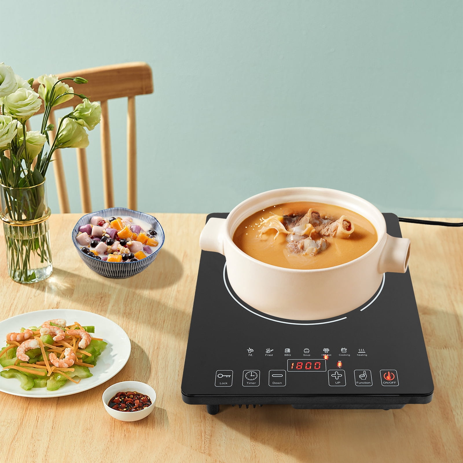 Electric Ceramic Hob, 1800W Electric Cooktop, Countertop Burner For Kitchens, Dormitories, Offices, Hotels, Restaurants, Caravans