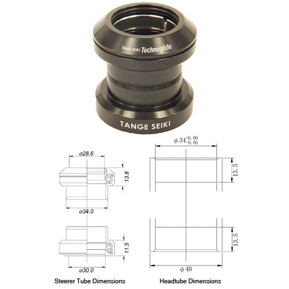 Tange Seiki Technoglide J-27 A/Headset in Black. 1 1/8"