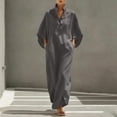 thumbnail image 4 of Odbmxy Women Maxi Dresses Fall 3/4 Sleeve Cotton Linen Tunic Oversized Button Holiday Womens Shirt Dress Collared Shift, 4 of 8