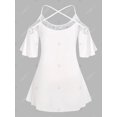thumbnail image 2 of Talla grande Hombro frío Floral Butterfly Tee Rosegal Camisetas tallas grandes, 2 of 5
