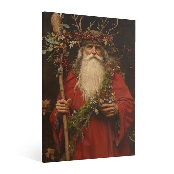 Vintage Christmas Santa Claus Wall Art Paint - Retro Xmas Festive Winter Holiday Christmas Wall Decor Canvas for Living Room Kitchen Bathroom Home Bedroom Decor Framed