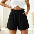 thumbnail image 6 of Zulora Women's Solid Color Shorts With Ruffled Waist And Pockets High Waisted Casual Elastic Waist Summer Beach Daily Shorts​, 6 of 7